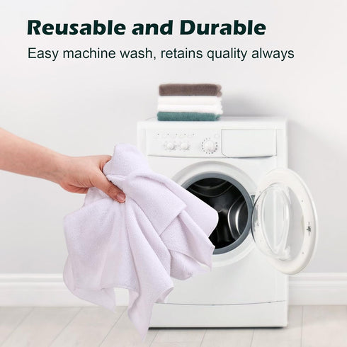 TEAWOO 100 Pack, 12x12 inches White Washcloths Highly Absorbent & Quick Drying Face Towels, Premium Quality Soft Bath