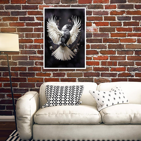 Kisappeared 24x36inch Vintage Gothic Wall Art White Crow Poster Print Canvas Victorian Style Dark Academia Room