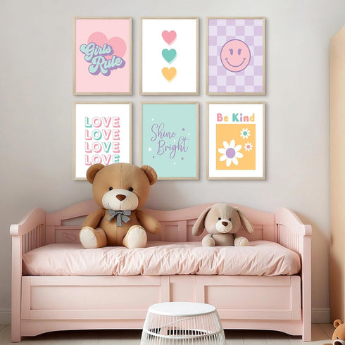 Lwoztra 8x10 Inch Girls Room Wall Art Kids Canvas Poster Nursery Wall Decor Pink Colorful Prints Baby Toddler Pictures