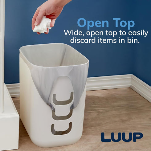 2pk, 2.5 STORi Luup Bathroom Wastebasket Secure Grocery Bags, Plastic Garbage Container for Vanity, Laundry Room