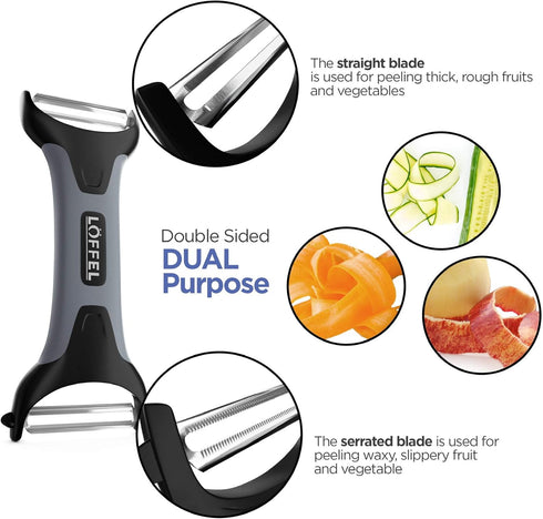 Peeler for Potato Vegetable, Heavy Duty Double Sided Non Slip Grip, Y Shaped with Ultra Sharp Blades