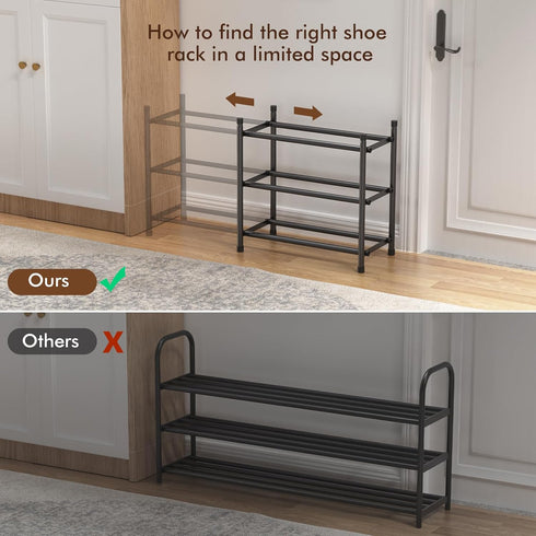 Uneviesyka 3 Closet, Expandable Shoe Rack, Tier Shoe Rack for Stackable Adjustable Standing Metal Shoe Shelf Organizer