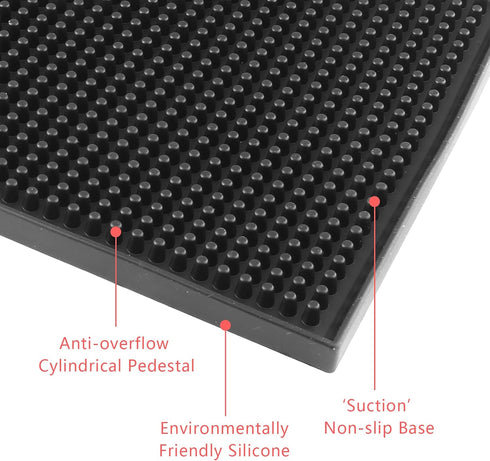 Set 2, 6" 12" Countertop Bonsicoky Silicone Bar Mat of x Bar Service Spill Mat, Non-Slip Waterproof Cocktail Bartender