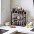 IBUYKE 3-Tier Spice Rack Industrial Counter Shelf, Desktop Storage Organizer Standing Seasoning Rack for Kitchen,