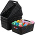 6 Pack Black Plastic Pantry Weave Storage Basket Bin