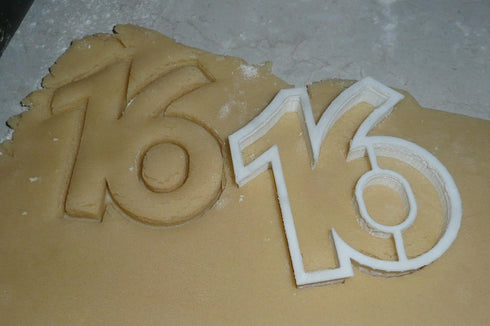 NUMBER 16 SWEET SIXTEEN BIRTHDAY COOKIE CUTTER, MADE IN USA, PR108-16