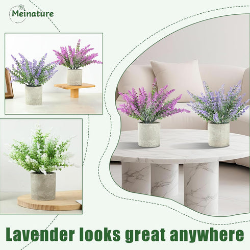 Indoor3-Pack Plant Stand Lifelike Artificial Lavender Artificial Plants Indoor, Nordic Lavender Table