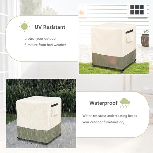 32 32 18 inches,600D Outdoor Ottoman Cover W x D x H Heavy Duty Waterproof Patio Ottoman Cover,Patio End Table Covers