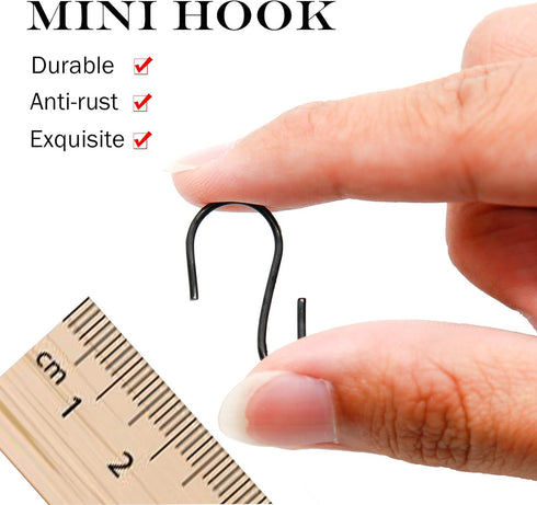 50PCS Mini S Shaped Hooks, 1 Inch Black Ornament Storage Hooks for Hanging Jewelry, Small Kitchenware, Potted Plants