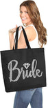 Giant Canvas Bride Tote Bag, 18" x 14", Diamond Motif Rhinestone Totes