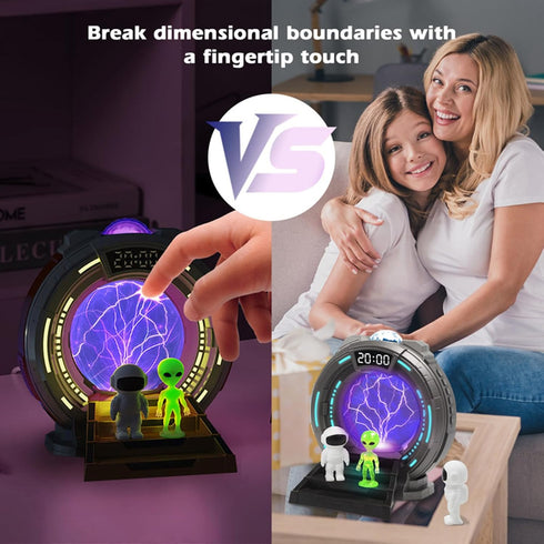 Northern Lights Projector, Galaxy Projector with Plasma Ball, White Noise Machine, Bluetooth Speaker, Timer Alarm