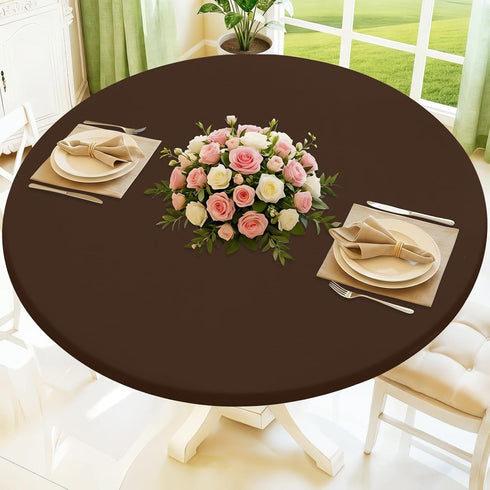 Moosfor Round Spandex Tablecloth, Elastic Fitted Waterproof Tablecloths for 18"-24" Tables, Stretch