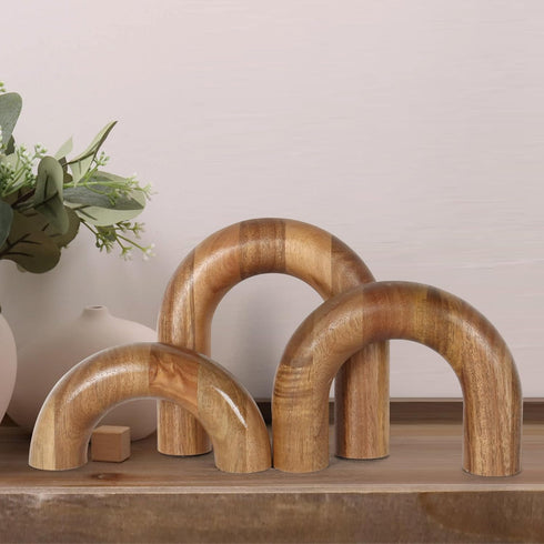 3 Oakrain Pcs Wood Shelf Decor Aesthetic, Modern Aesthetic Home Decor Accent, Decorative Object for Coffee Table, Book