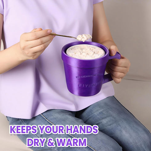 FIYEMNI 16oz 3D Ice Cream Pint Holder, with Antifreeze Handle & Spoon Slot, Ice Cream Pint Insulated Sleeve Containers