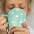 City to Cottage 10oz Ceramic Cappuccino Mug, Turquoise Blue Polka Dot, Large Handle for Coffee, Tea, Hot Chocolate