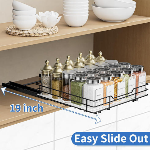 Pull Out Spice Rack, Slide Out Organizer for Kitchen and Pantry, Fits Spices, Sauces, Canned Food