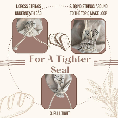 3-Pack 12"x15" Linen Bread Bags for Homemade Bread Reusable Bread Storage Bags with Inner Lining Sourdough Bread Bags