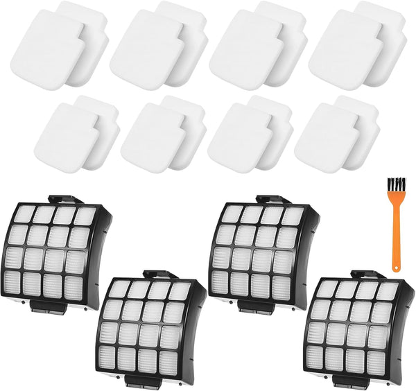 Shark AZ3002 Filters for AZ3000 AZ3000W Stratos DuoClean PowerFins Vacuum, 4 Post-Motor Filters, 8 Foam Filters