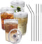 HIGIINC Iced Coffee Cups With Lids and Straws 4 Pcs, 16 OZ Unbreakable