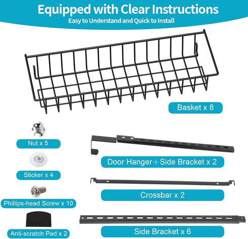 ElegantArray 8-Tier Pantry Door Oragnizer, Over The Door Pantry Organizer Rack and Storage, Hanging Spice Rack Shelves