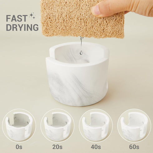 Counter, 1 Diatomite Sponge Holder for Kitchen Sink Quick Drying, Fast Water Absorbent Stone Tray, Slot Dish Sponge