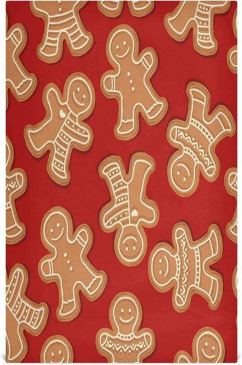 ALAZA Christmas Gingerbread Cookies Decorative Kitchen Dish Towels Set of 4, Soft Absorbent Hand Towels, 18 x 28 Inch