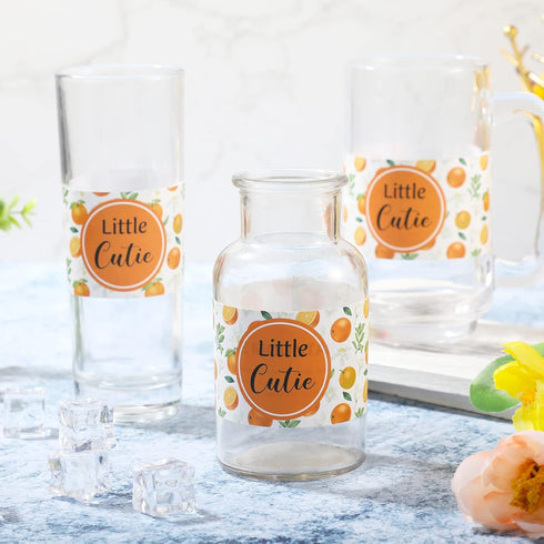 48 Pieces Baby Shower Water Bottle Labels, Oranges Little Cutie Baby Shower Decorations, Waterproof Wrappers for Unisex