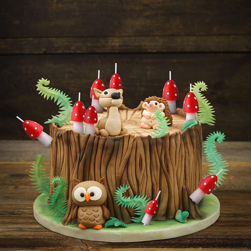 3 Pcs Mushroom Candles Mushroom Birthday Cake Topper Forest Candles Woodland Cupcake Topper Fairy Cupcake Decorations