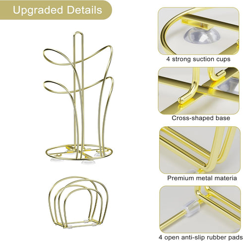 Countertop, 4 Set, SZQINJI Paper Towel Holder Gold Paper Towel Roll Holder with Weighted Base Suction Cups and Paper