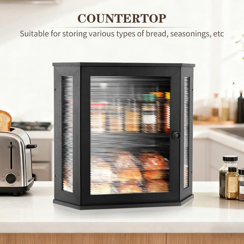 Countertops, Extra Large Corner Bread Box - Bamboo Bread Box for Kitchen Large Capacity Kitchen Bread Storage