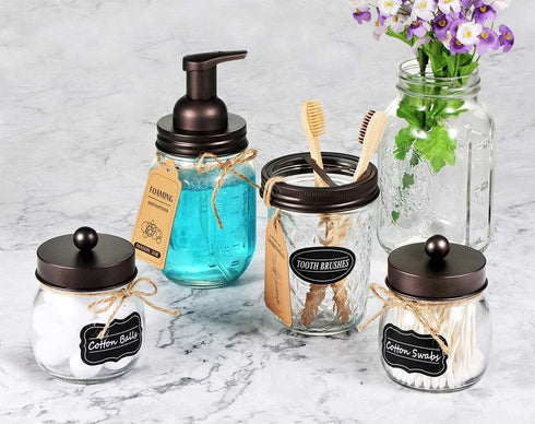 Amolliar Mason Jar Foaming Soap Dispenser, Bronze Hand Soap Dispenser with Rustproof Stainless Steel Lid, 1 Pack