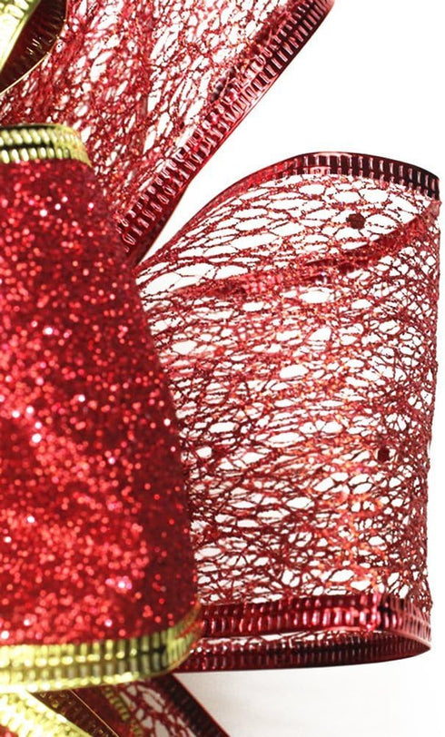BinaryABC Valentine's Day Bows Decoration Ornaments, Christmas Tree Topper Bow (Red)