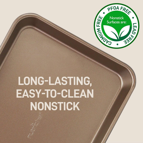 NutriChef 2-Piece Nonstick Baking Sheet Pans - Large & Medium Cookie Sheets - Premium Carbon Steel Oven Bake Trays -