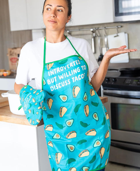 Introverted But Willing to Discuss Tacos Funny Cinco De Mayo Graphic Kitchen Accessories, Cool Food Novelty Cookware