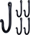 HB Decorative Hook Wrought Iron Wall Mount Coat Hooks - Set of 3 Handmade Classic Hooks for Hanging