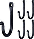 HB Decorative Hook Wrought Iron Wall Mount Coat Hooks - Set of 3 Handmade Classic Hooks for Hanging