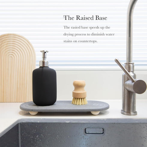 Instant Dry Sink Caddy Organizer - Water Absorbing Stone Tray for Kitchen Bathroom Countertop, Fast Drying