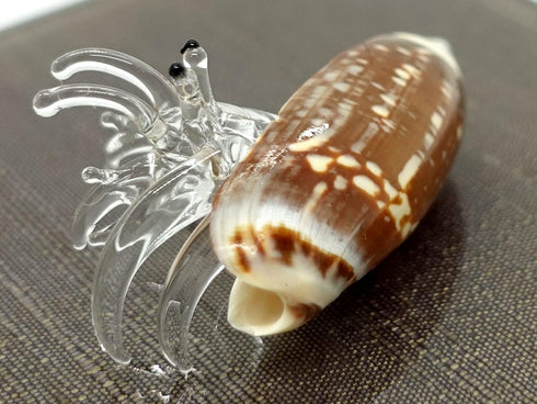 Sea Shell Seashell Hermit Crab Conch Tiny Miniature Figurines Beach Animals Hand Blown Glass Art Natural Collectible