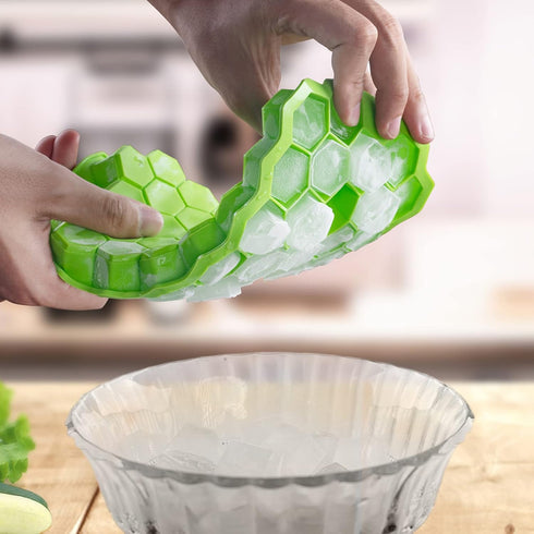 2 PCS AUSSUA Premium Ice Cube Trays, Silicone Molds with Sealing Lid, Reusable Hexagonal Ice Cube Molds