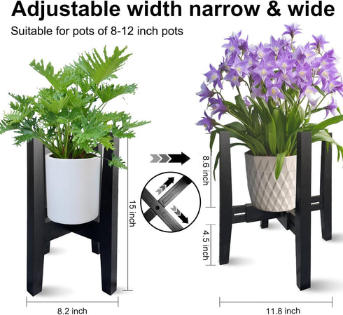 Sholramo 8.2-11.8 8.2-11.8in) Adjustable Plant Stand Indoor Bamboo Mid Century Modern Plants Stand Corner Plants Flower