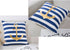 Nautical Decorative Pillow Cover, Gold Anchor Pattern and Stripes 18X18 (Navy Stripes)