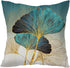 Throw Pillow Cover Green Plant Leaves, 18 x 18 Inch Teal Cushion Cover, Set of 2 Turquoise Ginkgo Leaf Case