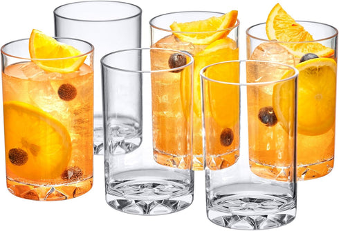 Amazing Abby - Liberty - 10-Ounce Plastic Tumblers (Set of 6), All-Clear Reusable Plastic Drinking Glasses, BPA-Free,