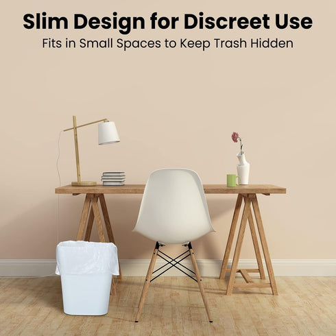 6 Pack 1.6 3 White,6) Eccliy Gallons Trash Can Small Bathroom Plastic Trash Can with Rolls of Bags for Bedroom Home