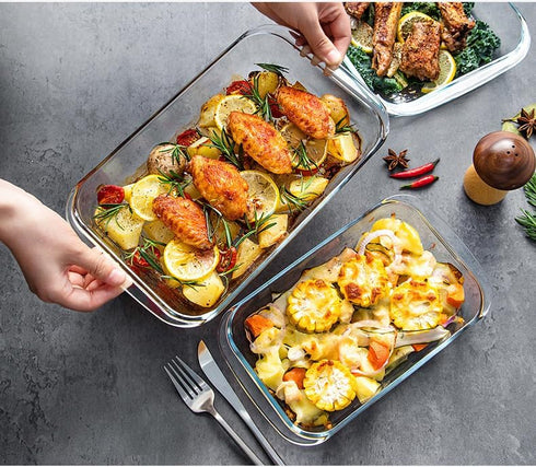 Set of 2, 1.5-Quart Tempered Glass Oblong Baking Dishes