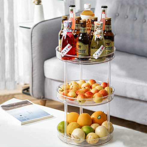 Non-Skid 3 Tier Lazy Susan for Kitchen, 360 Degree Rotating Spice Rack, Cabinet Organizer Turntable