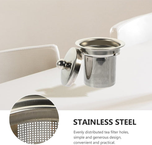 Hemoton Tea Strainer Insert with Lids, Stainless Steel Tea Infuser, Metal Teapot Replacement Mesh Strainer Accessories