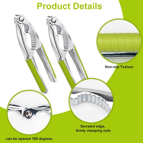 2 Pack Walnut Cracker Tools, Windspeed Heavy Duty Nut Crackers for Walnuts Pistachio Stainless Steel Walnut Cracker