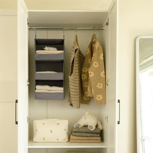 GRANNY SAYS 3-Shelf Hanging Closet Organizer, Collapsible Shelves for Closet & RV, Gray, 29 ½" H X 12" W X 12" D, 1-Pack