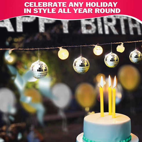 24 PCs Mini Disco Balls Set - 1.8 in Ornaments for Parties, Lightweight & Portable Decorations, Silver Sparkle